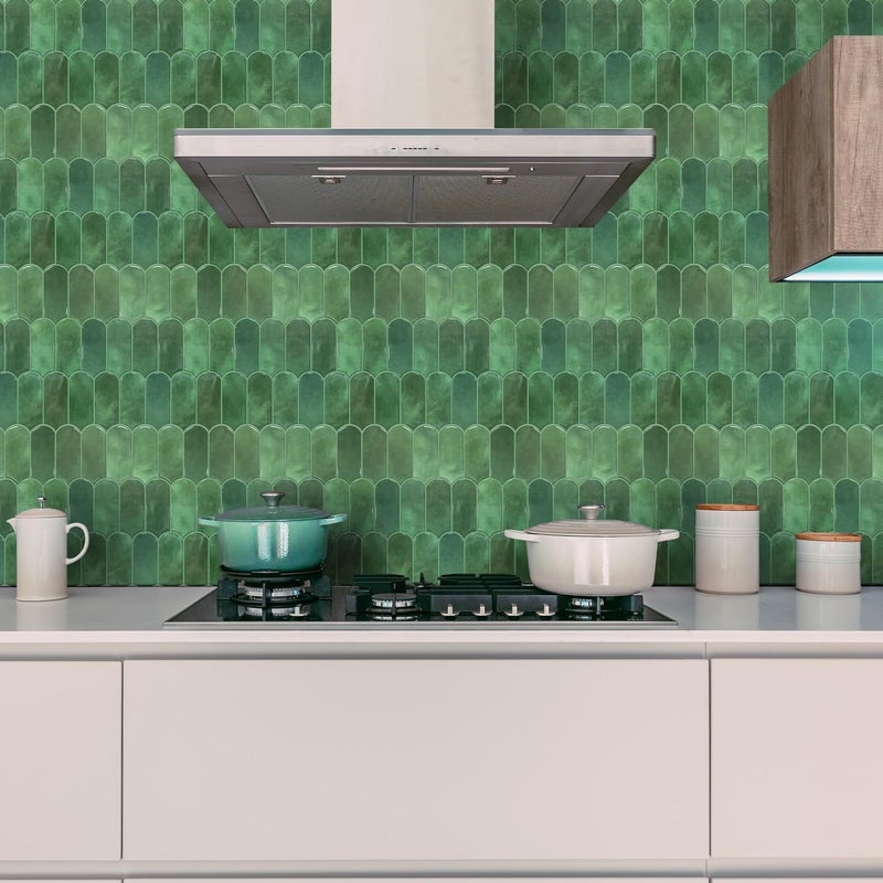 Vamos Tile Upgraded Thicker Design Peel and Stick Backsplash Tile, 1-Sheet Green Self Adhesive Vinyl Wall Tiles, Stick on Backsplash for Kitchen, Bathroom,RV (Thicker Design) - Image 3